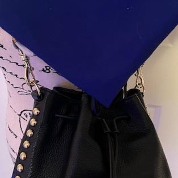 Rebecca Minkoff Bucket Shoulder Bag Studded Leather Black Dust Bag Like New - Picture 5 of 13